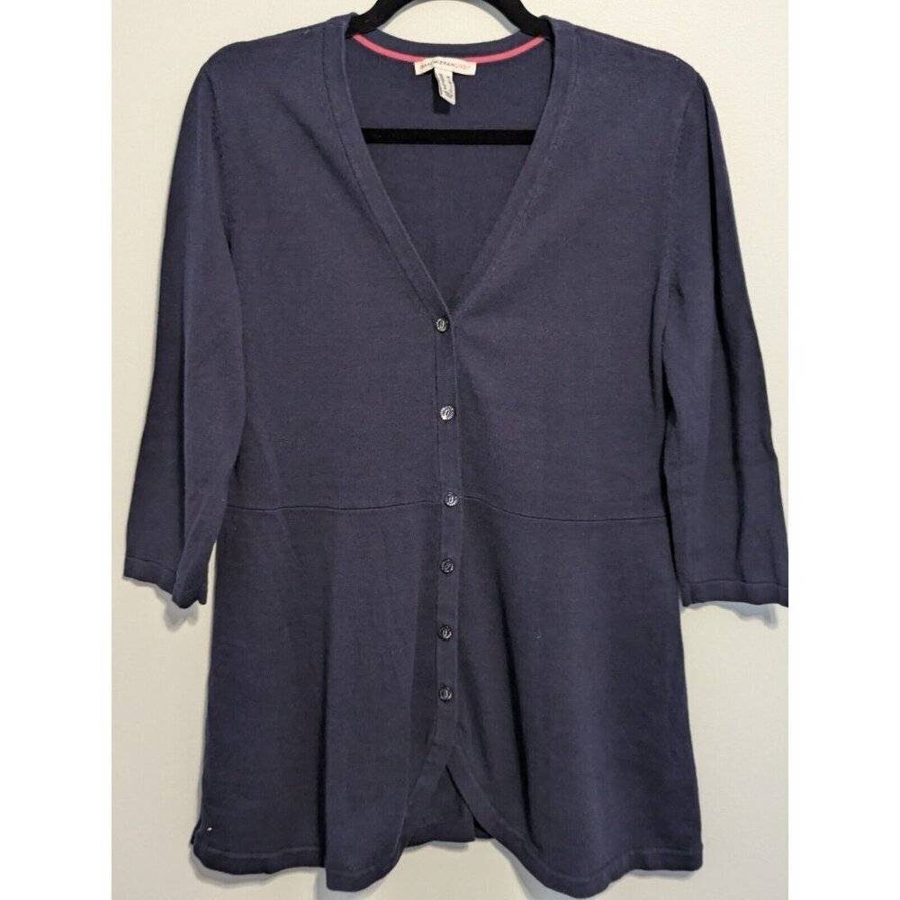 Isaac Mizrahi Live Essentials Open Front Knit Cardigan Sweaters Medium Navy Blue